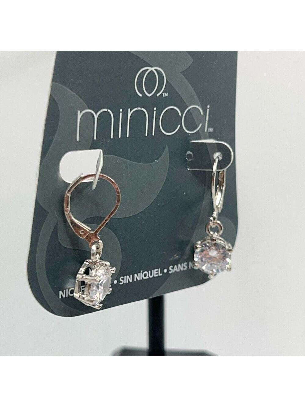 Minicci Silver Crystal Solitaire Dangle  Earrings $16ea or bundle 3 for $25